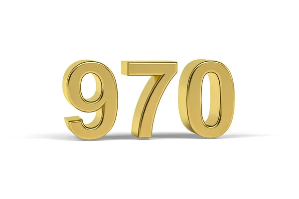 金色3D数字970 在白色背景上孤立的970年 3D渲染 — 图库照片