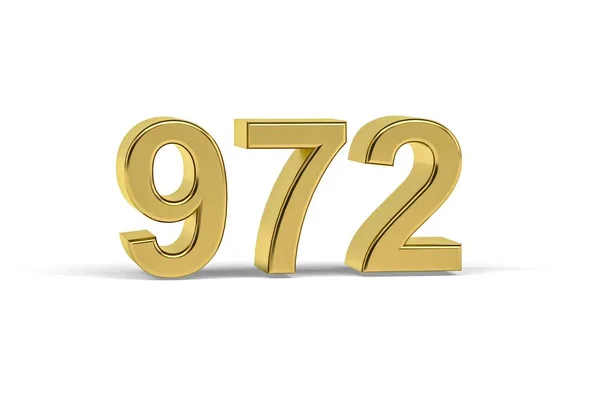 Altın Numara 972 972 Yılı Beyaz Arka Planda Izole Edilmiş — Stok fotoğraf