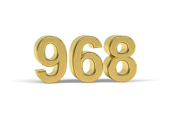 Golden Szám 968 968 Elszigetelt Fehér Alapon Render — Stock Fotó