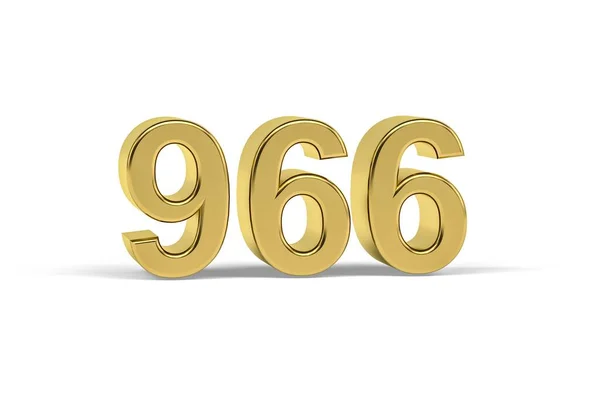 Złoty Numer 966 Rok 966 Odizolowany Białym Tle Renderowanie — Zdjęcie stockowe