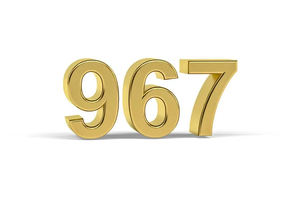 Golden Number 967 Year 967 Isolated White Background Render — Stock Photo, Image