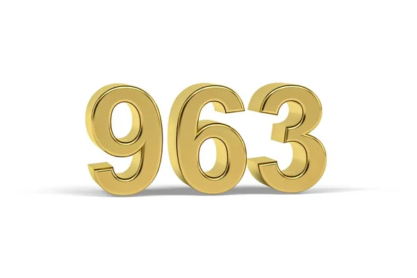 Золотий Номер 963 Рік 963 Ізольований Білому Тлі Рендеринга — стокове фото