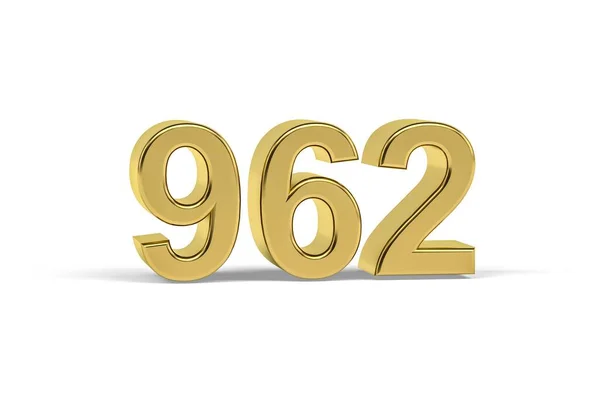 Goldene Zahl 962 Jahreszahl 962 Isoliert Auf Weißem Hintergrund Renderer — Stockfoto