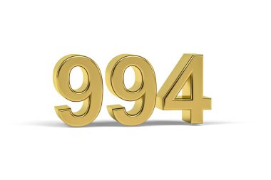 Altın 3D numara 994 - 994 yılı beyaz arka planda izole edildi - 3D oluşturma