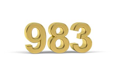 Altın 3D numara 983 - 983 yılı beyaz arkaplanda izole edilmiş - 3D görüntüleme