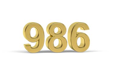 Altın 3D numara 986 - Yıl 986 Beyaz zemin üzerinde izole edilmiş - 3D oluşturma