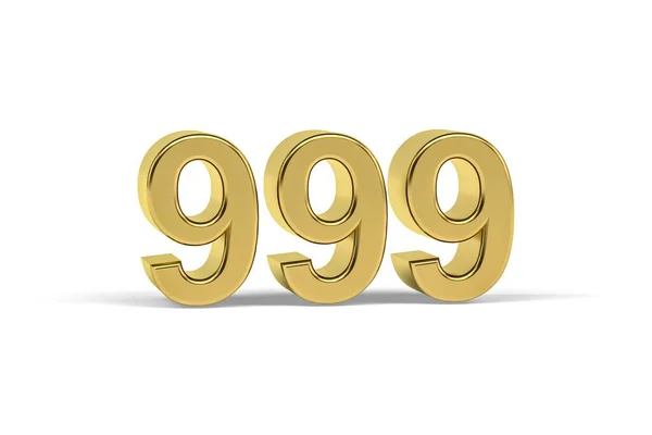 Golden Número 999 Ano 999 Isolado Fundo Branco Renderização — Fotografia de Stock