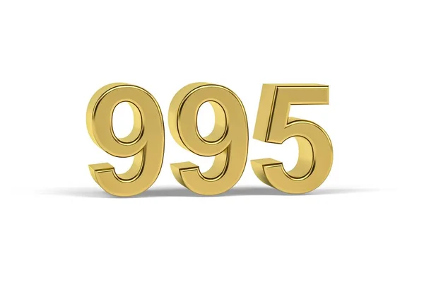 Zlaté Číslo 995 Rok 995 Izolované Bílém Pozadí Vykreslení — Stock fotografie
