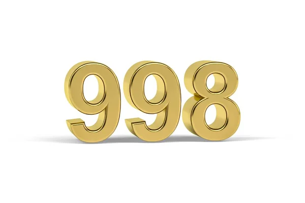 Golden Number 998 Year 998 Isolated White Background Render — Stock Photo, Image