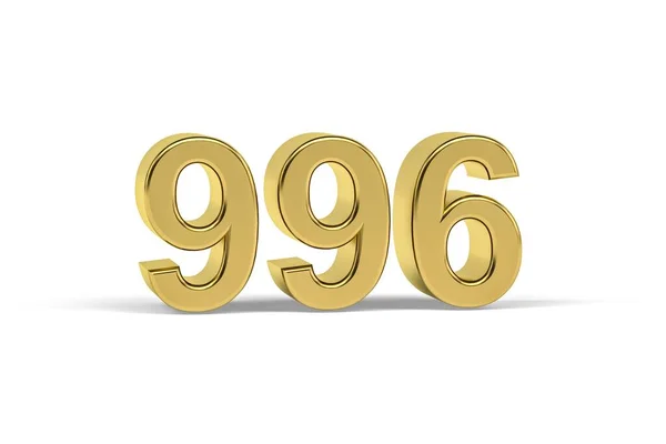 Золотое Трехмерное Число 996 Год 996 Изолирован Белом Фоне Трехмерное — стоковое фото