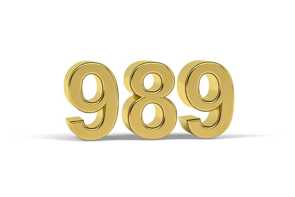 Zlaté Číslo 989 Rok 989 Izolované Bílém Pozadí Vykreslení — Stock fotografie