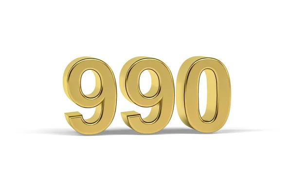 Golden Numero 990 Anno 990 Isolato Sfondo Bianco Rendering — Foto Stock