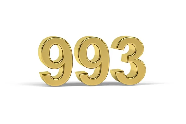 Golden Number 993 Year 993 Isolated White Background Render — Stock Photo, Image