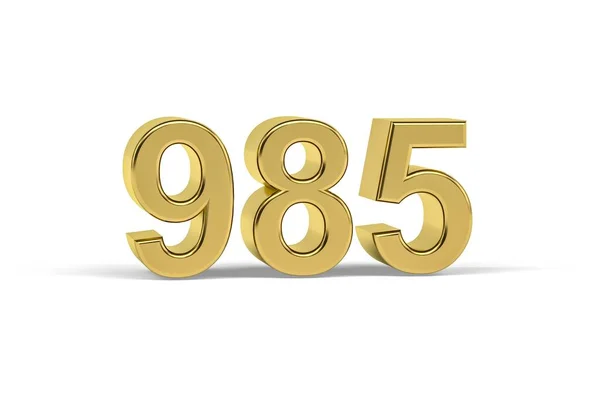 Golden Szám 985 985 Elszigetelt Fehér Alapon Render — Stock Fotó