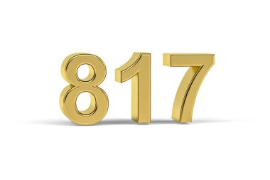 Altın 3D numara 817 - 817 Yılı Beyaz zemin üzerinde izole edilmiş - 3D oluşturma
