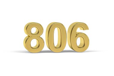 Altın 3D numara 806 - 806 Yılı Beyaz arka planda tecrit - 3D oluşturma