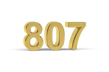 Altın 3D numara 807 - 807 Yılı Beyaz arka planda tecrit - 3D oluşturma