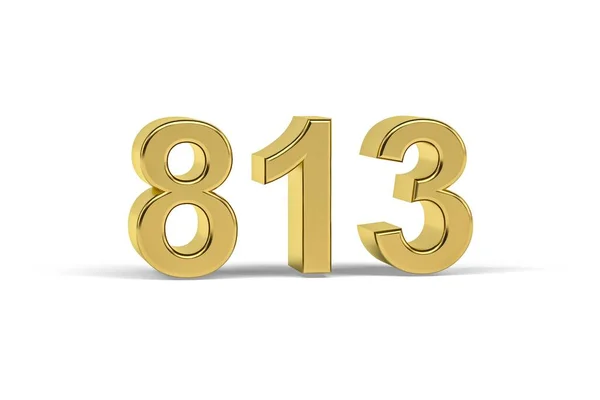 Golden Number 813 Jaar 813 Geïsoleerd Witte Achtergrond Render — Stockfoto