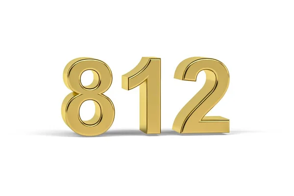 Número Dourado 812 Ano 812 Isolado Fundo Branco Renderização — Fotografia de Stock