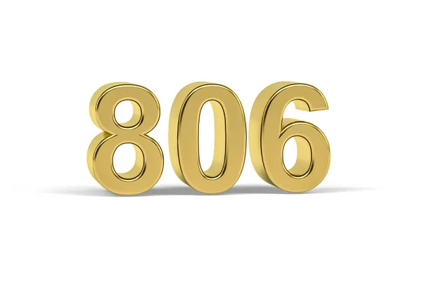 Golden Number 806 Year 806 Isolated White Background Render — 图库照片