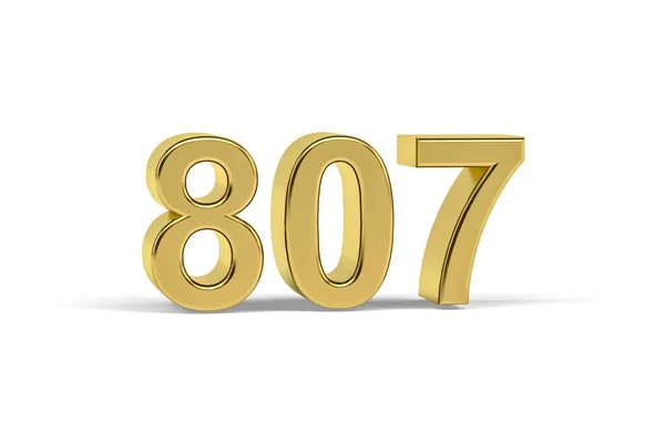 Golden Number 807 Year 807 Isolated White Background Render — 图库照片