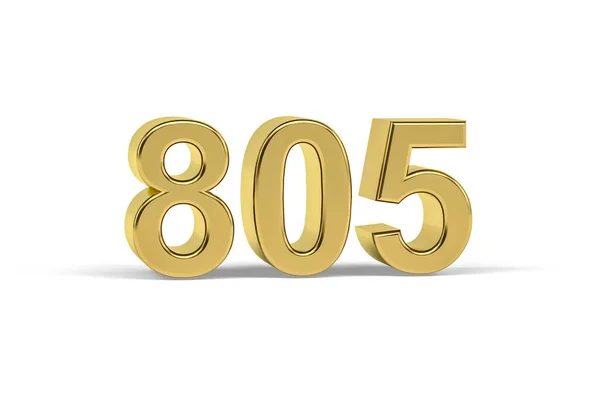 Número Dourado 805 Ano 805 Isolado Fundo Branco Renderização — Fotografia de Stock