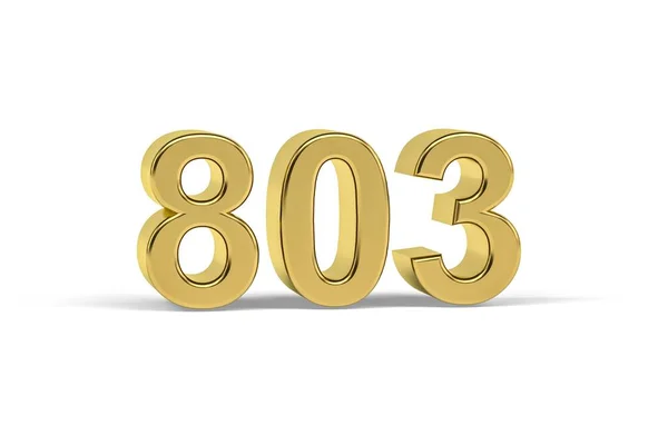 Número Dourado 803 Ano 803 Isolado Fundo Branco Renderização — Fotografia de Stock