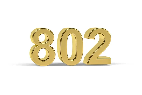 Golden Numero 802 Anno 802 Isolato Sfondo Bianco Rendering — Foto Stock