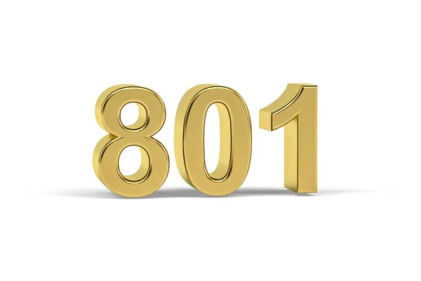 Número Dourado 801 Ano 801 Isolado Fundo Branco Renderização — Fotografia de Stock