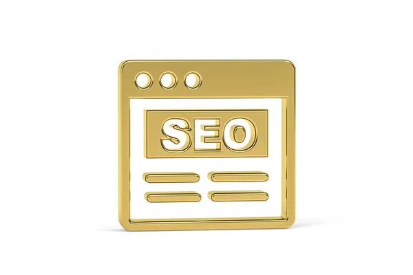 Golden Seo Optimization Icon Isolated White Background Render — Stock Photo, Image