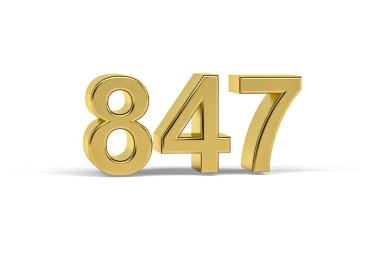 Altın 3D numara 847 - 847 yılı beyaz arka planda izole edildi - 3D oluşturma
