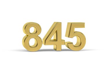 Altın 3D numara 845 - 845 yılı beyaz arka planda izole edildi - 3D oluşturma