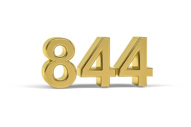 Altın 3D numara 844 - 844 yılı beyaz arka planda izole edildi - 3D görüntüleme