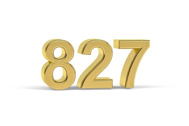 Altın 3D numara 827 - 827 Yıl Beyaz zemin üzerinde izole edilmiş - 3D oluşturma