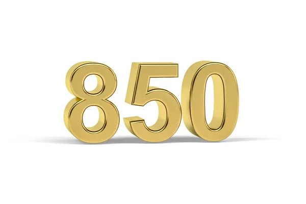 Número Dourado 850 Ano 850 Isolado Fundo Branco Renderização — Fotografia de Stock