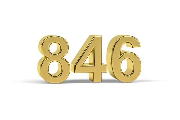 Gyllene Nummer 846 846 Isolerad Vit Bakgrund Render — Stockfoto