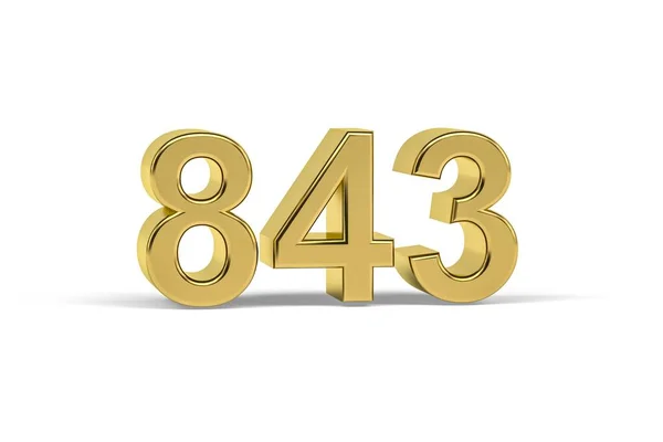 Golden Numero 843 Anno 843 Isolato Sfondo Bianco Rendering — Foto Stock