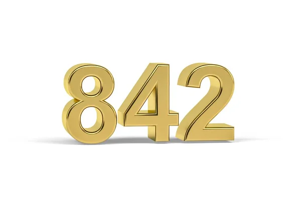 Золотое Трехмерное Число 842 Год 842 Изолирован Белом Фоне Трехмерное — стоковое фото