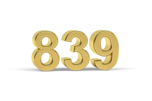ゴールデン3D番号839 白を背景に839年 3Dレンダリング — ストック写真