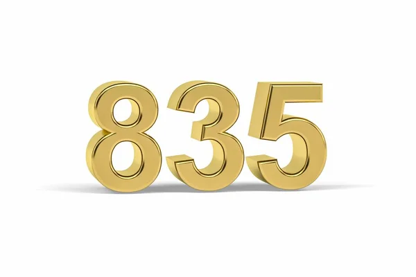 黄金の3D番号835 白の背景に835年 3Dレンダリング — ストック写真