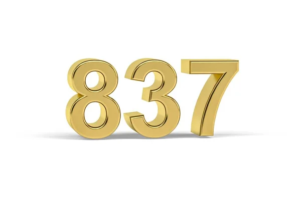 Golden Number 837 Year 837 Isolated White Background Render — 图库照片