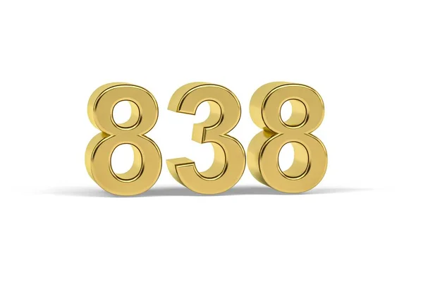 Golden Numero 838 Anno 838 Isolato Sfondo Bianco Rendering — Foto Stock