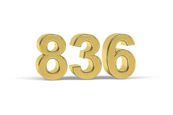黄金の3D番号836 白の背景に836年 3Dレンダリング — ストック写真
