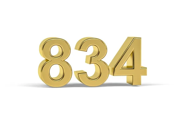 Golden Number 834 Year 834 Isolated White Background Render — 图库照片