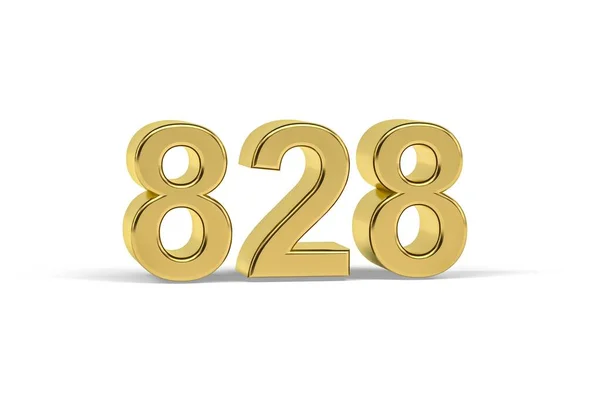 Złoty Numer 828 Rok 828 Odizolowany Białym Tle Renderowanie — Zdjęcie stockowe
