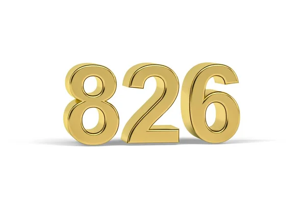 Golden Numero 826 Anno 826 Isolato Sfondo Bianco Rendering — Foto Stock