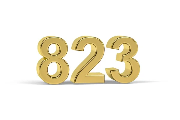 Złoty Numer 823 Rok 823 Odizolowany Białym Tle Renderowanie — Zdjęcie stockowe