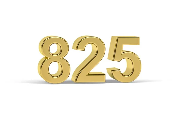 Золотое Трехмерное Число 825 Год 825 Изолирован Белом Фоне Трехмерное — стоковое фото