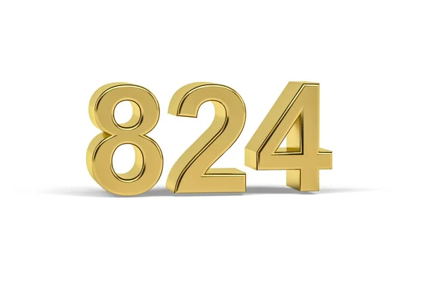 Golden Numero 824 Anno 824 Isolato Sfondo Bianco Rendering — Foto Stock