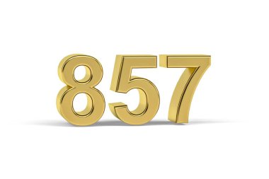 Altın 3D numara 857 - Yıl 857 Beyaz zemin üzerinde izole edilmiş - 3D oluşturma